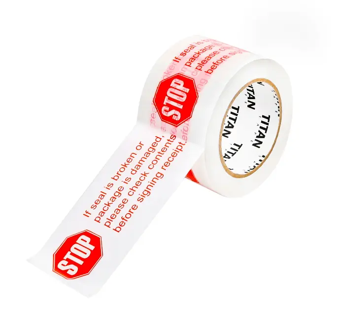 Hand Tape Acrylic Stop 3x110 Yrd 2 Mil Clear/Red 24 Rolls/Box