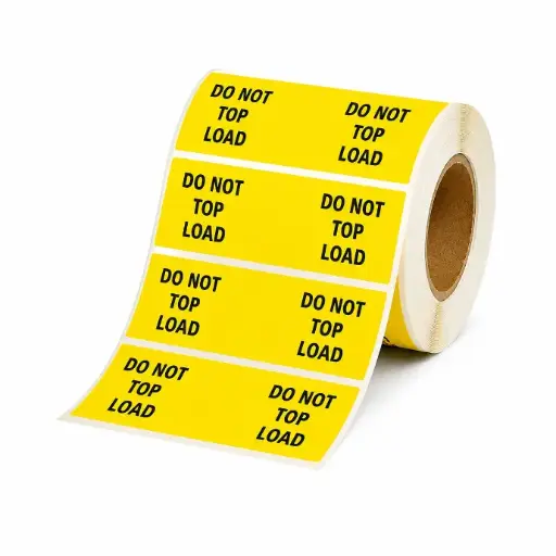 [LAB-1000] 3" x 10" “Do Not Top Load” Labels – Yellow/Black, 600 Labels per Roll, 3" Core, 8" OD (6 Rolls/Box)