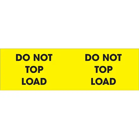 [LAB-1000] 3" x 10" “Do Not Top Load” Labels – Yellow/Black, 600 Labels per Roll, 3" Core, 8" OD (6 Rolls/Box)