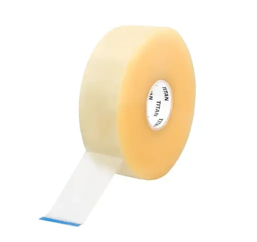 [MT-5001-Q] Machine Tape Premium Acrylic Stop 3x1000 Yrd 2.0 Mil Clear/Red 4 Rolls/Box